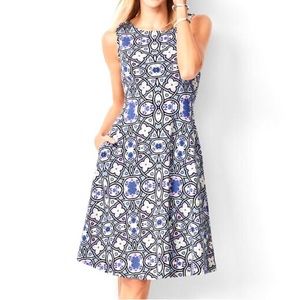 Talbots EDIE KNIT FIT & FLARE DRESS - MEDALLION Size L